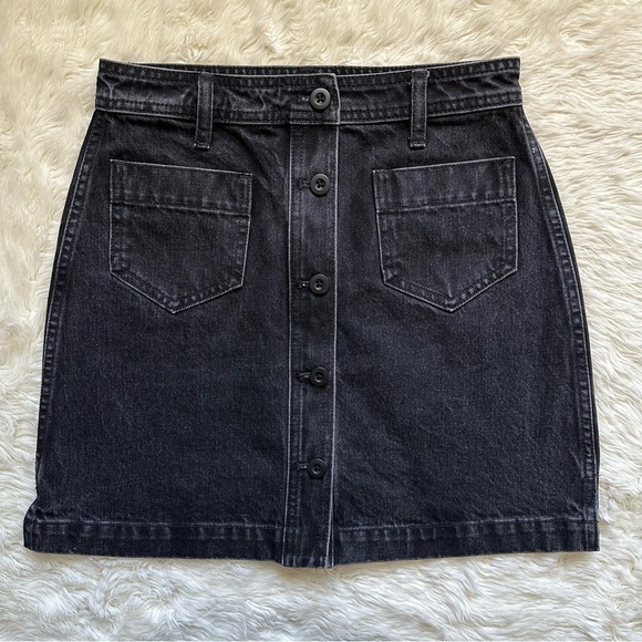 Madewell Skirt Denim High-Waist Button-Front Mini in Gilmore Wash Black 25 - Picture 5 of 12